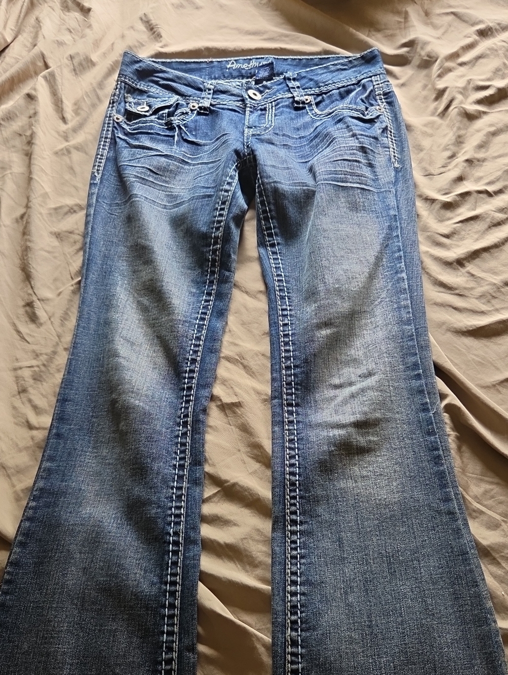 Amethyst Jeans Women's Washed Blue Flare Jeans Size 3